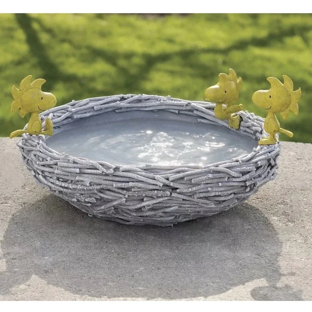Roman Peanuts Woodstock Bird Bath Garden Statue Nest 6.25 Inch 14152 NEW